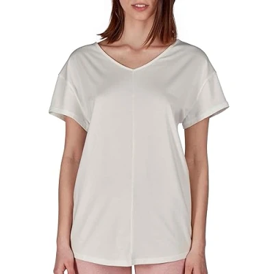 Abbildung von Skiny Damen Sleep &amp; Dream Shirt Kurzarm Schlafanzugoberteil, Elfenbein (Ivory 7608), (Herstellergröße: 36)