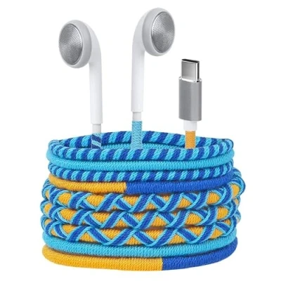 Abbildung von URIZONS USB C Kopfhörer Typ Ohrhörer bunt In Ear geflochten mit Mikrofon Lautstärkeregler und Pure Sound für Huawei Samsung Google Pixel (44#)