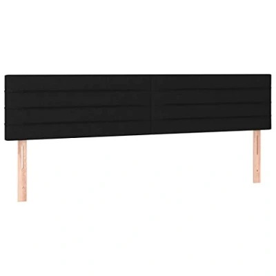 Abbildung von vidaXL Kopfteil 2 STK., Bettkopfteil mit Holzbeinen, Höhenverstellbar Polsterkopfteil für Bett, Betthaupt Bettzubehör Schlafzimmer, Schwarz 80x5x78/88cm Stoff