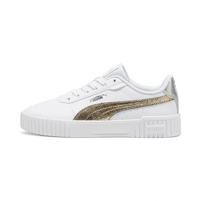 Abbildung von Puma Carina 2.0 Metallic Shine Sneaker low, Damen, Größe: 37, White/gold/silver Hochwertiges lederimitat