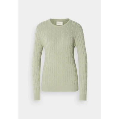 Abbildung von GANT Stretch C NECK Strickpullover, Damen, Größe: XL, Faded sage