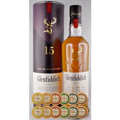 Abbildung von Flasche Glenfiddich Solera 15 Jahre Single Malt Whisky + 12 Edelschokoladen in 6 Sorten