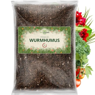 Abbildung von ORAGARDEN Wurmhumus 3L Natürlicher Bodenaktivator für gesunde Pflanzen Humus Erde und Garten