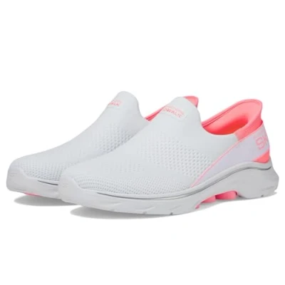 Abbildung von Skechers Damen GO Walk 7 MIA, White Textile Neon Pink Trim, 39 EU