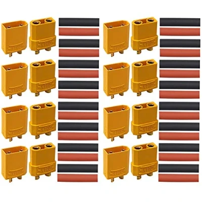 Abbildung von QitinDasen 8 Paare Premium XT 90 Männlich Weiblich Batterie Anschlüsse, Hochstrom Goldstecker Goldkontaktstecker Rundstecker Stecker Buchse, mit Schrumpfschlauch