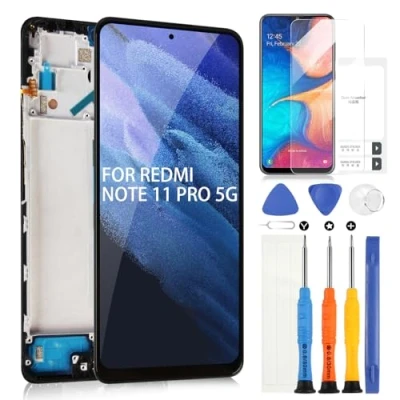 Abbildung von ARSSLY LCD Display für Xiaomi Redmi Note 11 PRO 5G 6,67 Zoll Bildschirm Ersatz Touch Screen Digitizer Montage (Schwarz mit Rahmen)