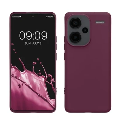 Abbildung von kwmobile Hülle kompatibel mit Xiaomi Redmi Note 13 Pro+ 5G / Pro Plus weiches TPU Silikon Case Cover geeignet für kabelloses Laden Bordeaux Violett
