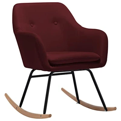 Abbildung von vidaXL Schaukelstuhl Schwingsessel Relaxstuhl Schwingstuhl Stuhl Polsterstuhl Wippstuhl Schaukelsessel Sessel Relaxsessel Weinrot Stoff
