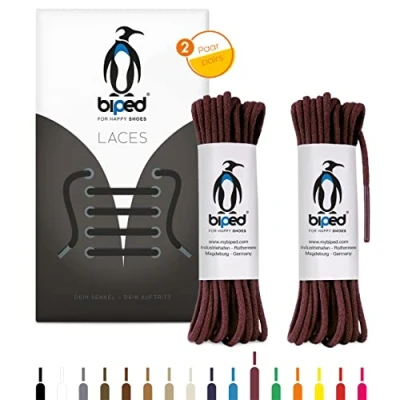Abbildung von biped LACES 2 Paar runde Schnürsenkel aus Baumwolle ø mm dünn Premium Rundsenkel für Lederschuhe und Stiefel reißfest waschbar made in EU z2900(bordeaux,90 cm)
