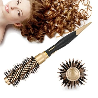 Abbildung von Keramik Haar Rundbürste, Professionelles Antistatisches Rundes Kamm Salon Styling Bürsten Twill Nylon Broach für Haare föhnen, Styling, Curling(25mm)