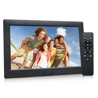 Abbildung von 10,5 Zoll Digitaler Bilderrahmen elektronischer &amp; 1280 * 720 hochauflösendes IPS Breitbild Display Kalender /Uhrfunktion, MP3 /Foto /Video Player mit Fernbedienung, Schwarz