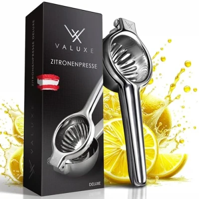 Abbildung von VALUXE® Premium Zitronenpresse Edelstahl Hand Zitruspresse für Zitronen, Limetten &amp; kleine Orangen Manuelle Presse, Citrus Handpresse, Lemon Squeezer spülmaschinengeeignet