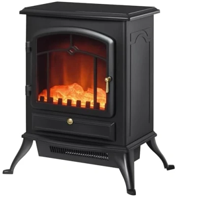 Abbildung von HOMCOM Elektrokamin Elektrische Kamin, Kamin mit Überhitzungs Schutz, 45 x 28 54 cm, Schwarz