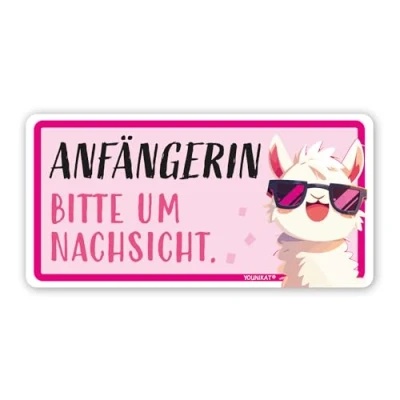 Abbildung von Auto Magnet Schild Anfängerin! Motiv Lama I 20 x 10 cm kfz_770