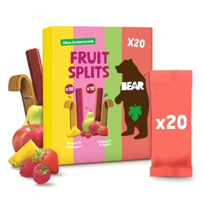 Abbildung von BEAR Fruit Splits Mixbox 100% natürliche Zutaten ohne Zuckerzusatz Snacks für Kinder &amp; Erwachsene 20 Beutel x 20g 400g