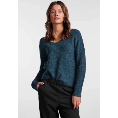 Abbildung von Pieces Pcellen LS Vneck NOOS BC Strickpullover, Damen, Größe: Large, Reflecting pond