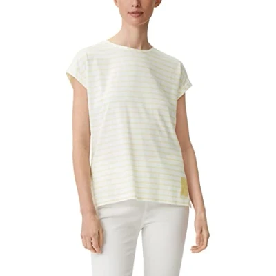 Abbildung von comma casual identity Streifen Tshirt print, Damen, Größe: 34, Helles zitrone