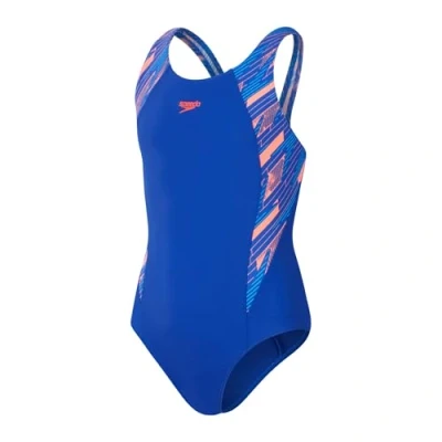 Abbildung von Speedo Girls Hyperboom Splice Muscleback Badeanzug für Kinder, Größe: 116, Siren red/picton blue