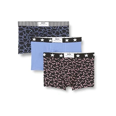 Abbildung von Dim Boxershorts Stretch Baumwolle Vibes Herren x3, Wolkenblau/Schwarz/Cotillion, XL