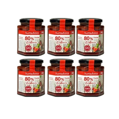 Abbildung von Fruchtaufstrich Erdbeere ohne Zuckerzusatz mind. 80% Fruchtanteil gesüßt mit Erythrit und Stevia (260g) (3 x Erdbeere)