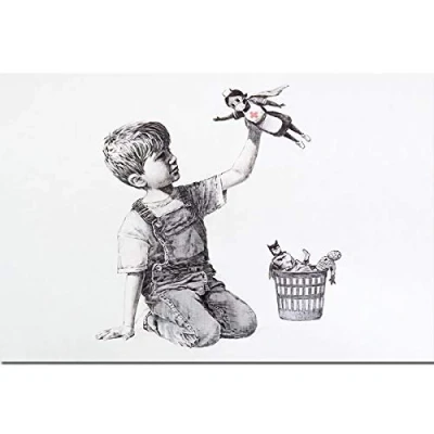 Abbildung von Yooyu Foto auf Leinwand Banksy Game Changer Krankenschwester Tribut Poster und Drucke Wandkunst Bilder für Wohnzimmer Schlafzimmer Dekor 60x80cm Rahmenlos