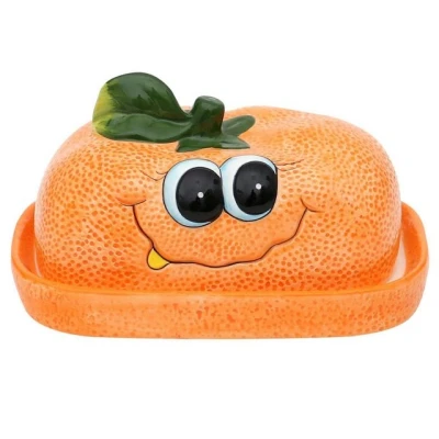 Abbildung von Dekohelden24 Butterglocke Butterdose als Orange / Mandarine in orange,(1 tlg)