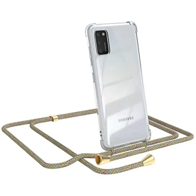 Abbildung von EAZY CASE Handykette kompatibel mit Samsung Galaxy A41 Handyhülle Umhängeband, Handykordel Schutzhülle, Silikonhülle, Hülle Band, Stylische Kette für Smartphone, Rainbow
