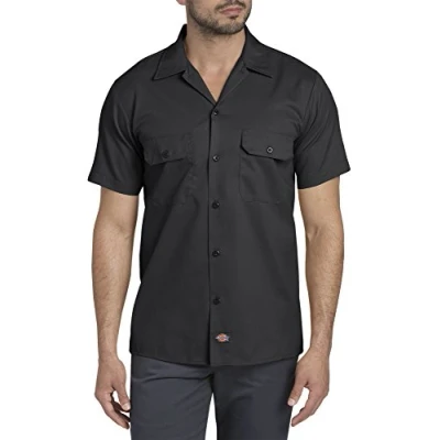 Abbildung von Dickies Herren Short Sleeve Flex Work Shirt Slim Fit Button Down Hemd, Schwarz V1, Klein