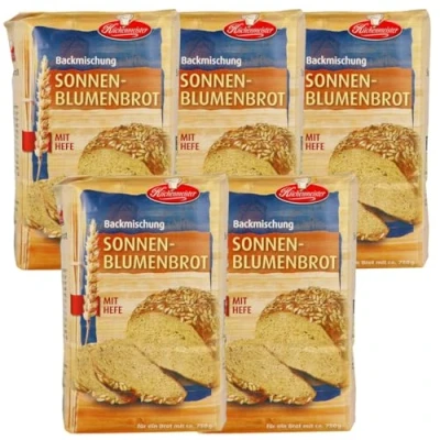 Abbildung von Sonnenblumenbrot Brotbackmischung von Frießinger Mühle, 5x500g, für den Backofen, Holzofen oder Brotbackautomaten.