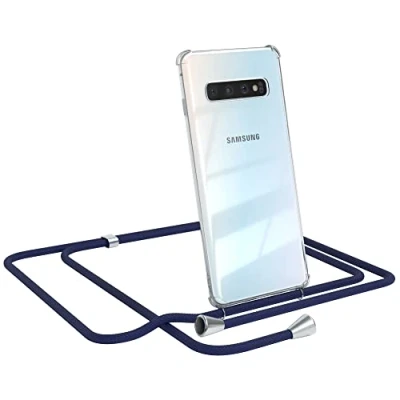Abbildung von EAZY CASE Handykette kompatibel mit Samsung Galaxy S10 Handyhülle Umhängeband, Handykordel Schutzhülle, Silikonhülle, Hülle Band, Stylische Kette für Smartphone, Navy Blau