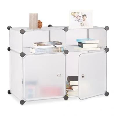 Abbildung von relaxdays Steckregal Regalsystem 4 Fächer, Transparent