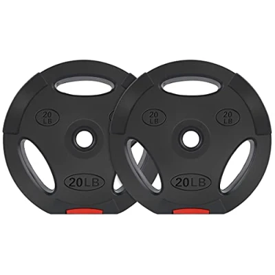 Abbildung von Signature Fitness Vinyl Standard 2,5 cm Hantelscheibe für Krafttraining und Gewichtheben, 9,1 kg, Paar