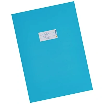 Abbildung von HERMA 19750 Heftumschlag A4 Karton Hellblau, Hefthülle mit Beschriftungsfeld aus stabilem &amp; extra starkem Papier, Heftschoner für Schulhefte, farbig