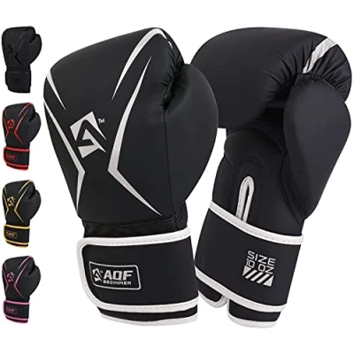 Abbildung von AQF Boxhandschuhe, Boxsack Leder Handschuhe Herren Frauen, MMA Sandsäcke, Boxhandschuhe Kinder Für Kickboxen, Muay Thai, Kampfsport Boxing Gloves 4 6 8 10 12 14 16 Oz (14 oz, Silber)