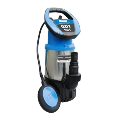 Abbildung von Güde Drucktauchpumpe GDT 901 (800 W, 5500 l/h, Förderhöhe 30 m, Druck max. 3 bar, variabel einstellbarer Schwimmerschalter, Edelstahlmantel, Laufräder aus Noryl, 10 m Anschlusskabel, Thermoschutz)