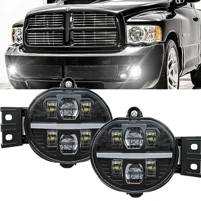 Abbildung von Tri Aroute LED Fog Light mit DRL für Dodge Ram 1500 2002 2008 2500/3500 Pickup Truck 2003 2004 2005 2006 2007 2009