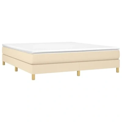 Abbildung von vidaXL Bettgestell, Polsterbett Bett für Schlafzimmer, Bettrahmen mit Lattenrost, Schlafzimmerbett Doppelbett, Creme 160x200cm Stoff