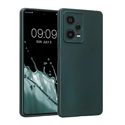 Abbildung von kwmobile Handyhülle kompatibel mit Xiaomi Redmi Note 12 Pro 5G Hülle weiche Silikon Case metallisch schimmernd in Metallic Petrol