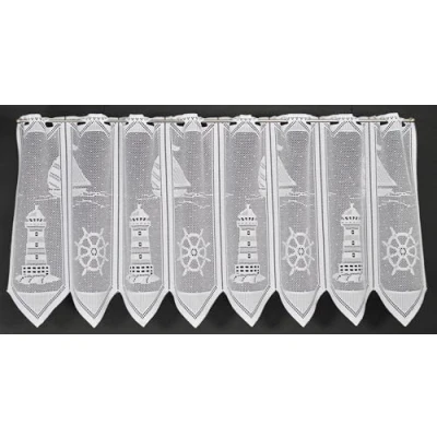 Abbildung von Gardinen Kranzusch Scheibengardine nach Maß Leuchtturm, Stangendurchzug (1 St), transparent, Stablöcher,transparent,verschiedene Höhen, Breiten, Farben