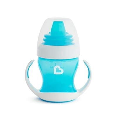 Abbildung von Munchkin Trinklernbecher, Trinkhalmflaschen für Babys und Kleinkinder, mit Griffen Deckel, BPA frei, spülmaschinenfest &amp; auslaufsicher 118 ml, blau
