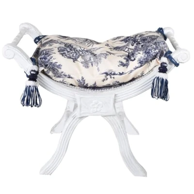 Abbildung von Hocker Toile de Jouy Sitzhocker Shabby Chic Schemel Pouf Polsterhocker cat350k33 Palazzo Exklusiv