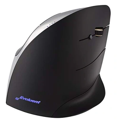 Abbildung von Evoluent Vertical Mouse Corded Right Hand Kabelgebunden Ergonomische Maus Optisch Ergonomisch Schwa VMCR, Schwarz, Silber