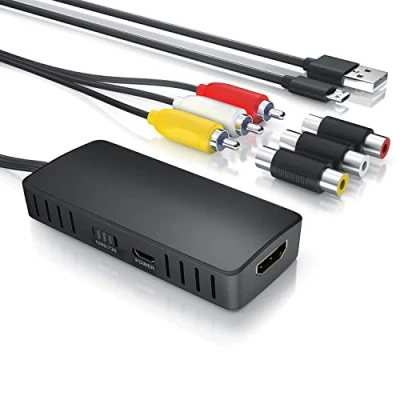 Abbildung von CSL RCA auf HDMI Konverter AV Composite Adapter kompatibel zu Pal und NTSC Ausgabe 720p 1080p FullHD Ladekabel für Videokameras Videorekorder Spielekonsolen Audio Video