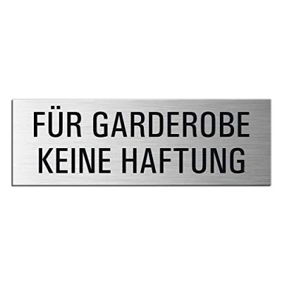 Abbildung von Schild Für Garderobe keine Haftung 240x80 mm XL Türschild Aluminium gebürstet Edelstahloptik selbstklebend 26016 S