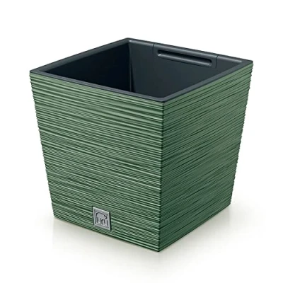 Abbildung von Erdgrüner Blumentopf, mit Tank, FURU Kollektion, 24 x 23,5 cm, Fassungsvermögen 7,5 L.