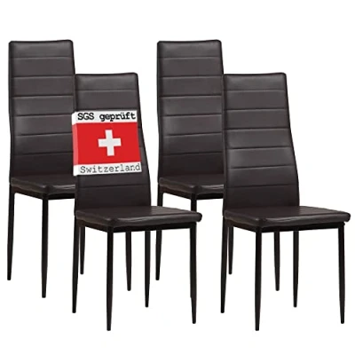 Abbildung von Albatros International Esszimmerstuhl Esszimmerestuhl Küchenstuhl MILANO, Kunstleder Bezug (4er Set, Braun), edles Italienisches Design, Polsterstuhl, hohe Belastbarkeit, Modern