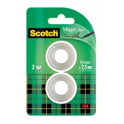 Abbildung von Scotch Magic Tape 2 Rollen, 19 mm x 7,5 m Unsichtbares Klebeband für allgemeine Zwecke zur Reparatur, Etikettierung und Versiegelung von Dokumenten