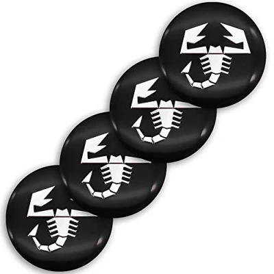 Abbildung von QUXING 4 Stück Logo Aufklebern Radnabenkappen Nabendeckel, für FIAT abarth 500 595 1100 56mm Auto Felgendeckel Zubehör Zierdeckel Emblem Abzeichen Accessoires
