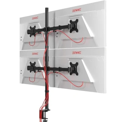 Abbildung von Duronic Monitorständer, (DMT154 Monitorarm, Vertikale Monitor Halterung 4 Bildschirme bis 27&quot; Zoll, 100 cm Stange, LCD LED Display 8 kg, Neigbar 90 +35, Drehbar 360, Monitorhalterung Arm Tischklemme)