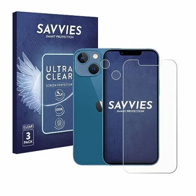 Abbildung von Savvies 6 Stück Schutzfolie für Apple iPhone 13 mini (Display+Kamera) Displayschutz Folie Ultra Transparent